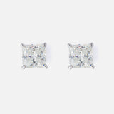 Silver Plated Womens Diamond Stud Pair of Earrings