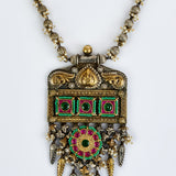 Morpankh Silver Plated Multicolored Womens Kundan, Polki Long Necklace Set with Pair of Earrings (Freesize)