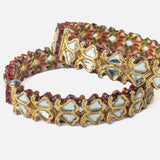 Gold Plated Synthetic Stone Womens Pair of Bangles