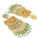 Gold Plated Green Womens Synthetic Stone Pair of Earrings