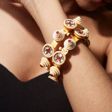 Gold Plated Red Colored Kundan, Polki Womens Pair of Bangles