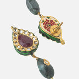 Gold Plated Multicolored Womens Short Necklace Set with Pair of Earrings