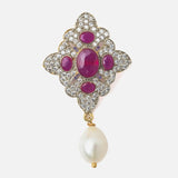 Gold Plated Pink Womens Pair of Drop Earrings