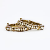 Florence Gold Plated Pink Womens Kundan, Polki Pair of Bangles