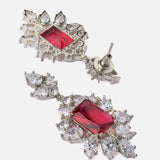 Florence Silver Plated Red Womens Pair of Drop Earrings