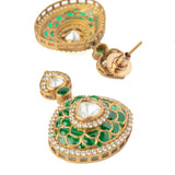 Gold Plated Green Womens Synthetic Stone Pair of Earrings