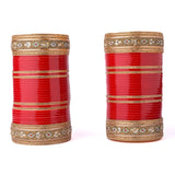 Gold Plated Red Womens Pair of Chuda Set