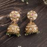 Isvaraah 2.0 Gold Plated Green Womens Pair of Jhumka Earrings