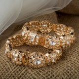 Gold Plated Womens Kundan, Polki Pair of Bangles