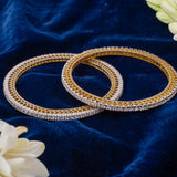 Zia Gold Plated White Womens Zircon Pair of Bangles