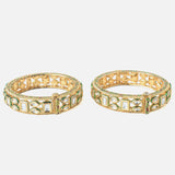 Gold Plated Kundan, Polki Womens Pair of Bangles