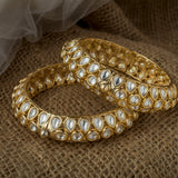 Gold Plated Womens Kundan, Polki Pair of Bangles