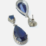 Silver Plated Blue Womens Pair of Dangle Earrings