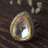 Silver Plated Womens Zircon Adjustable Ring