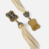 Gold Plated Blue Womens Pair of Tassel Earrings