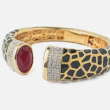 Gold Plated Red Colored Synthetic Stone Womens Kada