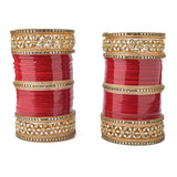 Gold Plated Red Womens Pair of Chuda Set