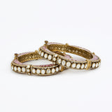 Florence Gold Plated Pink Womens Kundan, Polki Pair of Bangles