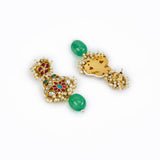 Morpankh Gold Plated Green Womens Beaded Choker Necklace Set with Pair of Earrings (Freesize)