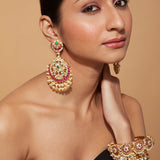 Aatman Gold Plated Pink Womens Kundan, Polki Pair of Earrings
