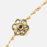 Gold Plated Red Colored Kundan, Polki Womens Bracelet