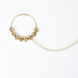 Saadgi Gold Plated Kundan, Polki Womens Nath with Chain (Freesize)