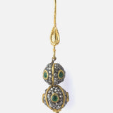 Gold Plated Green Womens Synthetic Stone Drop Pair of Earrings