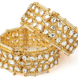 Gold Plated Womens Kundan, Polki Pair of Bangles