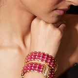 Isvaraah Gold Plated Pink Womens Kundan, Polki Pair of Bangles