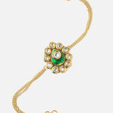 Gold Plated Green Colored Kundan, Polki Womens Bracelet