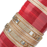 Gold Plated Red Womens Pair of Chuda Set
