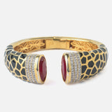 Gold Plated Red Colored Synthetic Stone Womens Kada