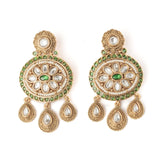 Isvaraah 2.0 Gold Plated Green Womens Pair of Chandbali Earrings