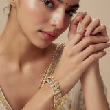 Saadgi Gold Plated White Womens Kundan, Polki Pair of Bangles