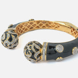 Gold Plated Black Colored Zircon Womens Kada