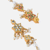 Gold Plated Womens Kundan & Polki Drop Pair of Earrings