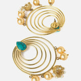 Gold Plated Blue Womens Pair of Hoop Earrings
