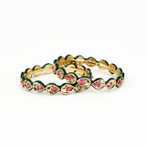 Saadgi Gold Plated Red Kundan, Polki Womens Pair of Bangle