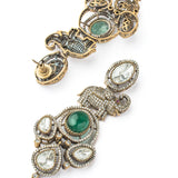 Florence Gold Plated White Womens Kundan, Polki Short Necklace Set with Pair of Earrings (Freesize)