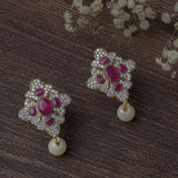Gold Plated Pink Womens Pair of Drop Earrings