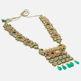 Gold Plated Green Womens Long Necklace