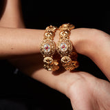 Isvaraah Gold Plated Womens Kundan, Polki Pair of Bangles