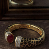 Gold Plated Red Colored Synthetic Stone Womens Kada
