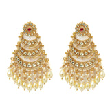 Gold Plated Womens Kundan, Polki Pair of Earrings