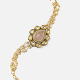 Gold Plated Pink Womens Beaded Bracelet