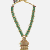 Gold Plated Green Womens Long Necklace