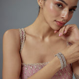 Zia Silver Plated Zircon Womens Pair of Bangles