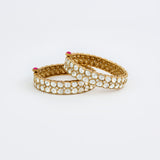 Saadgi Gold Plated Womens Kundan, Polki Pair of Bangles