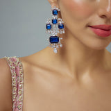 Zia Silver Plated Blue Zircon Womens Pair of Danglers Earrings (Freesize)
