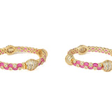 Gold Plated Pink Womens Synthetic Stone Pair of Bangles